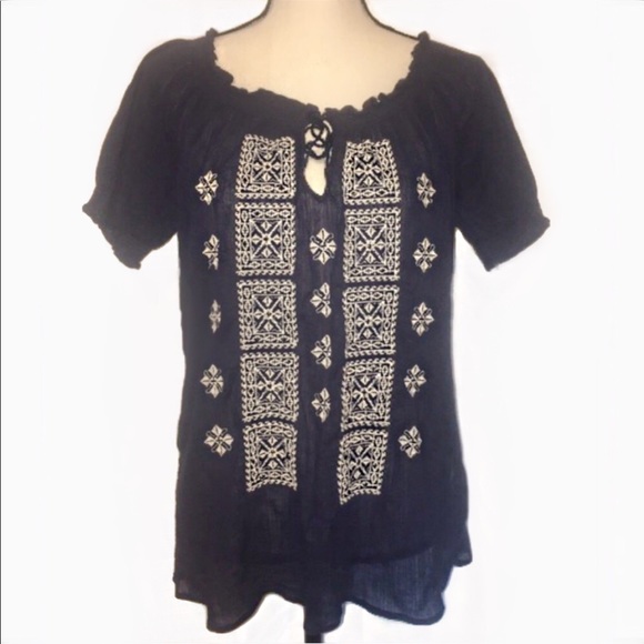 Joie Embroidered Peasant Top Tunic - Picture 1 of 6